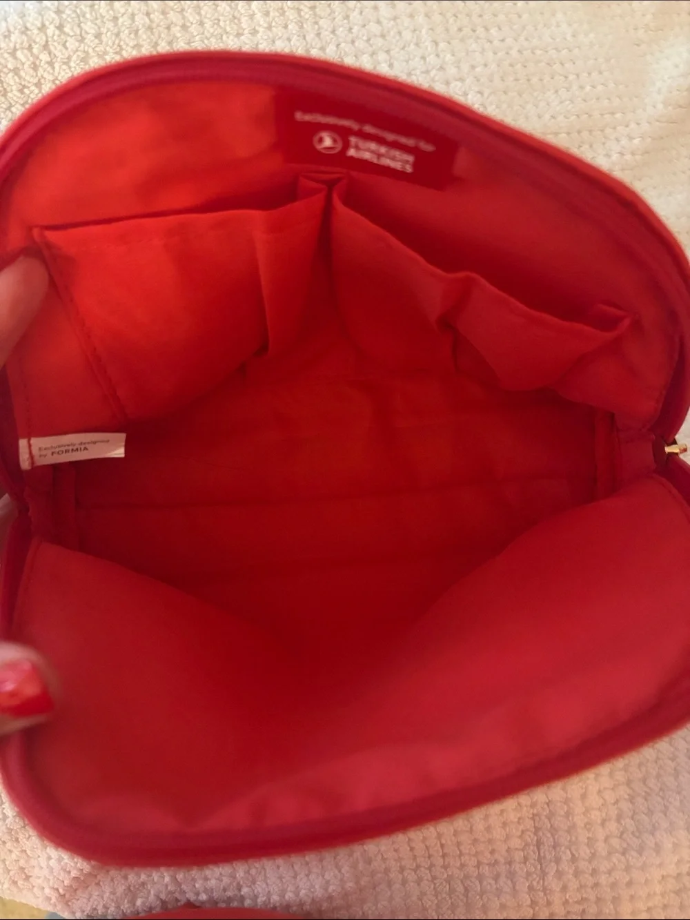 Salvatore Ferragamo Red Leather Cosmetic Case with Gold Plaque